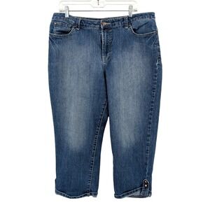 Nine West Capri Jeans Cropped Denim Mid Rise Stretch Blue 16 Classic Fit